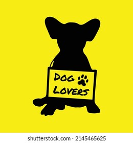 Dog Silhouette With Paper For Text Hanging On Its Chest