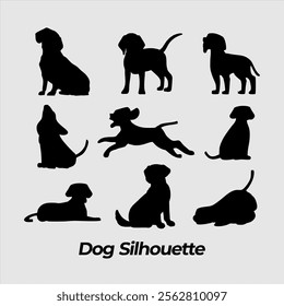 Dog silhouette pet element set pack