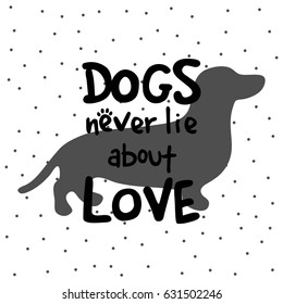 Dog silhouette pictures with hand drawn lettering.