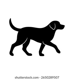 Dog Silhouette Running Isolated on White Background