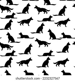 dog silhouette, seamless pattern, vector illustration