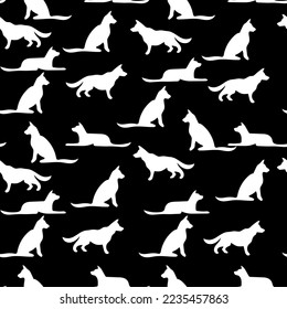 dog silhouette, seamless pattern, vector illustration