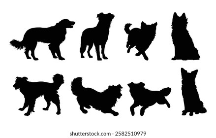 dog silhouette set border collie vector design illustration