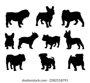 dog silhouette set bulldog vector design illustration