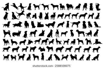 Dog Silhouette Set Collections Puppy Dog Shadow