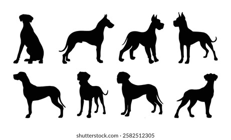 dog silhouette set great dane vector design illustration