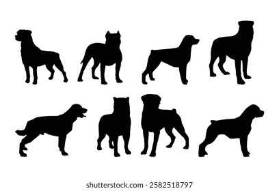 dog silhouette set rottweiler vector design illustration