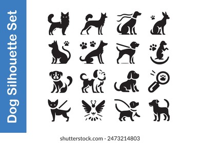 Dog Silhouette Set with vector collections. 