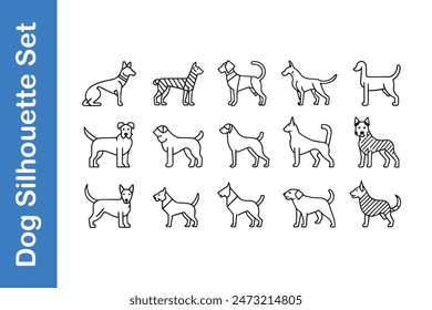 Dog Silhouette Set with vector collections. 