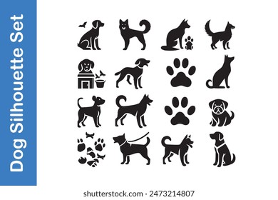 Dog Silhouette Set with vector collections. 