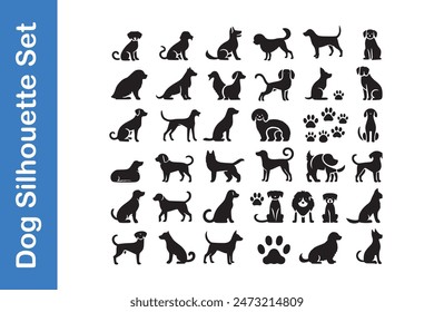 Dog Silhouette Set with vector collections. 