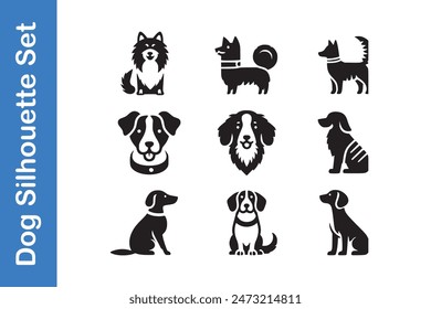 Dog Silhouette Set with vector collections. 