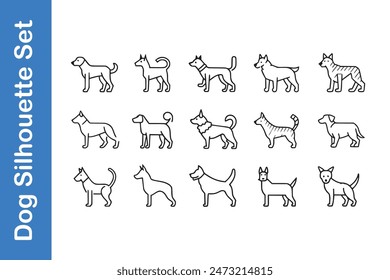 Dog Silhouette Set with vector collections. 