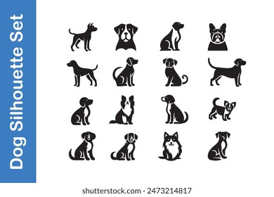 Dog Silhouette Set with vector collections. 