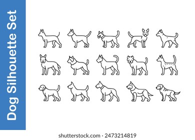 Dog Silhouette Set with vector collections. 