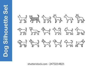 Dog Silhouette Set with vector collections. 