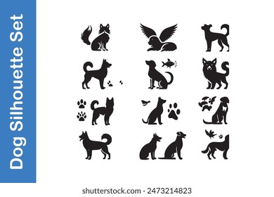 Dog Silhouette Set with vector collections. 
