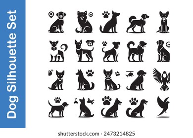 Dog Silhouette Set with vector collections. 