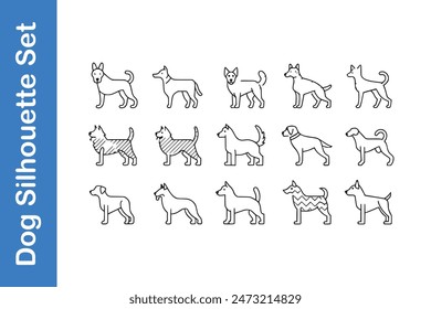 Dog Silhouette Set with vector collections. 
