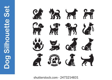 Dog Silhouette Set with vector collections. 