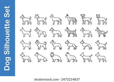 Dog Silhouette Set with vector collections. 
