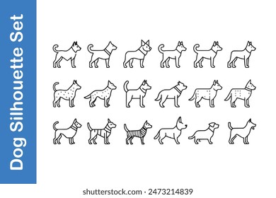 Dog Silhouette Set with vector collections. 