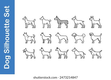 Dog Silhouette Set with vector collections. 