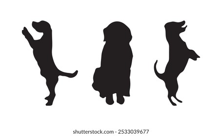 Silueta del perro fijada Ilustración vectorial sobre fondo blanco