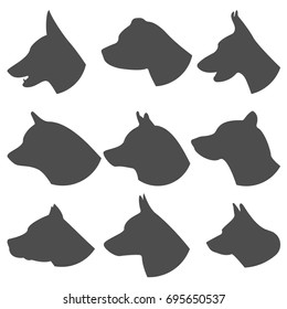 Dog silhouette set vector illustration on white background