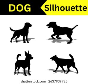 Dog silhouette set with a white backround