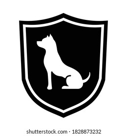 dog silhouette in shield, security concept, vector illustration 