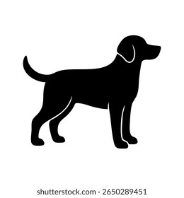 Dog Silhouette Standing Isolated on White Background