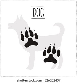 Dog Silhouette with trails. Vector Illustration.