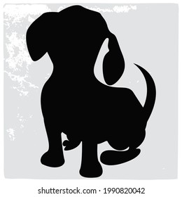 dog silhouette, Vector art with  background 