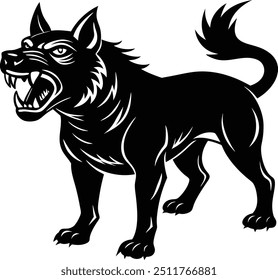Dog silhouette vector art illustration.