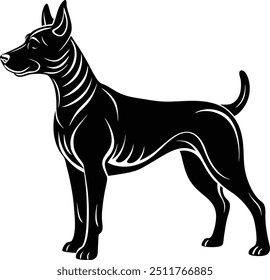Dog silhouette vector art illustration.