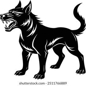 Dog silhouette vector art illustration.