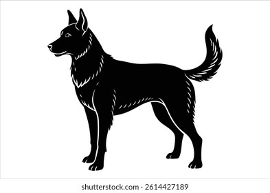 Dog silhouette, vector art, illustration, animals, cartoon on white background.