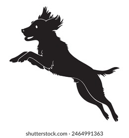 dog silhouette vector art white background .Hand drawn cute doodles illustration 