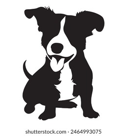 dog silhouette vector art white background .Hand drawn cute doodles illustration 