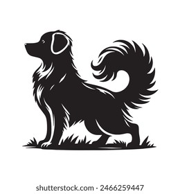 dog silhouette vector art white background .Hand drawn cute doodles illustration 