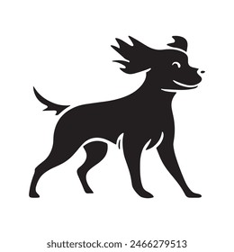 dog silhouette vector art white background .Hand drawn cute doodles illustration 