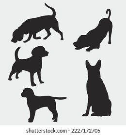 Dog Silhouette Vector Art Work Bundle.