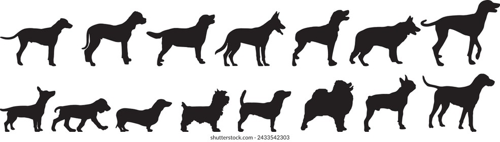 vector de silueta de perro. fondo blanco aislado negro