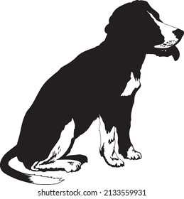 Dog silhouette vector, black and white