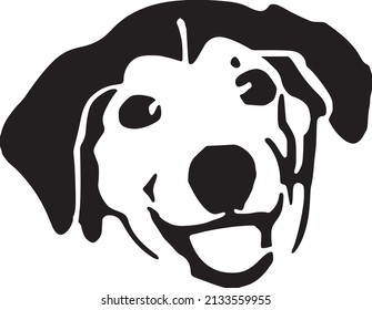 Dog silhouette vector, black and white