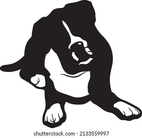 Dog silhouette vector, black and white