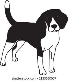 Dog silhouette vector, black and white