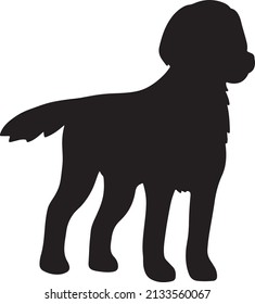 Dog silhouette vector, black and white