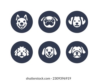 Dog silhouette vector cartoon logo set	